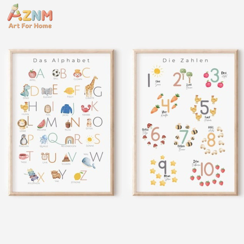 AZNM Arte de Parede em Tela co - Kids Education Number avaliação e preço